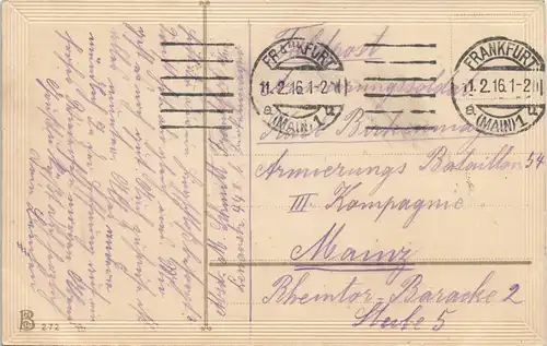 Furchtlos und beharrlich Patriotika Dt. Reich Feldpostkarte 1916   Feldpost