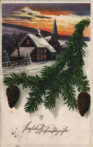 Ansichtskarte  Grußkarte Weihnachten (Christmas) Winter Landschaft 1917