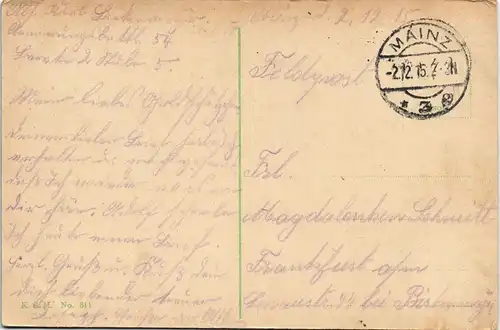 Mainz Rheinufer - Anlegestelle, Rheindampfer - gel. Feldpost 1915