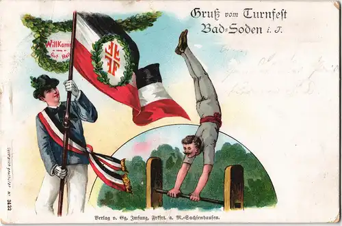 Litho AK Bad Soden (Taunus) Gut Heil - Sport, Turner - Turnfest 1898