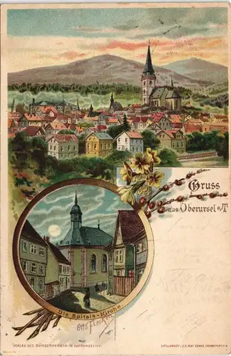 Litho AK Oberursel Taunus Stadt, Kirche - gel F.-Bockenheim v. Oberursel 1899