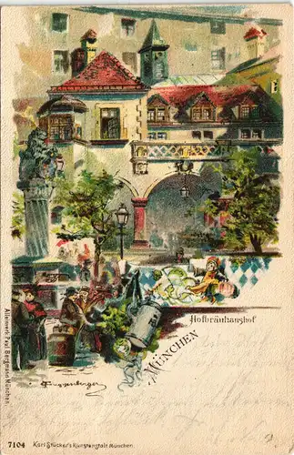 Ansichtskarte Litho AK München Hofbräuhaus - signierte Künstlerkarte 1899