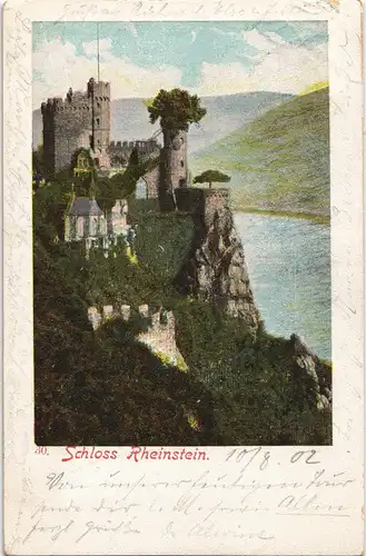 Bingen am Rhein Burg Rheinstein gel. Ankunftstempel Bockenheim 1902
