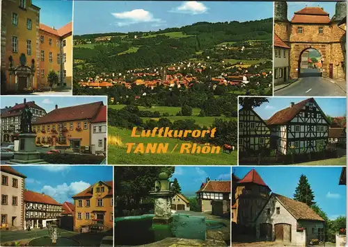 Tann Mehrbild-AK Schloß, Schloßbrunnen, Stadttor, Marktplatz, Museumsdorf 1970