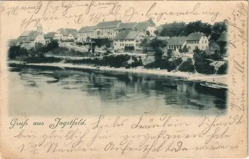 Ansichtskarte Jagstfeld-Bad Friedrichshall Flusspartie an der Stadt 1901