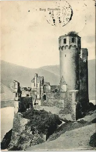 Ansichtskarte Rüdesheim (Rhein) Burg/ Ruine Ehrenfels - Eingang 1909