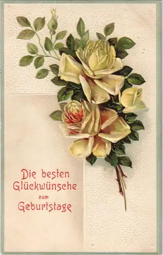 Ansichtskarte  Glückwunsch Geburtstag - Rosenstrauss 1908 Prägekarte