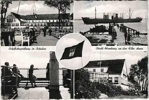 Ansichtskarte Schulau-Wedel 4 Bild Schiffsbegrüßung 1972