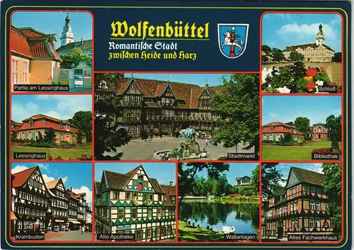 Wolfenbüttel Mehrbildkarte mit Stadtteilansichten Apotheke, Schloss uvm. 1980