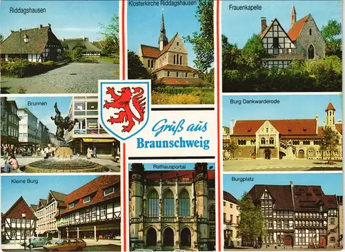 Braunschweig Mehrbild-AK mit Riddagshausen, Kleine Burg, Dankwarderode uvm. 1980