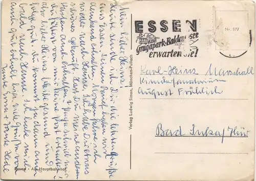 Ansichtskarte Essen (Ruhr) Partie am Hauptbahnhof 1955