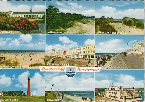 Ansichtskarte Norderney Mehrbild-AK mit Dünen, Leuchtturm, Hafen uvm. 1966
