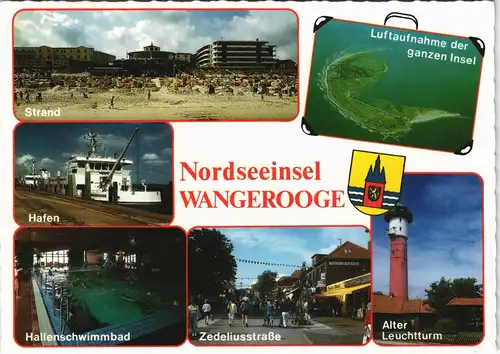 Wangerooge Mehrbildkarte mit Luftaufnahme, Meer Strand uvm. 1990