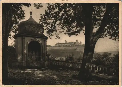 Ansichtskarte Würzburg Panorama-Ansicht Käppelestation gegen die Feste 1940