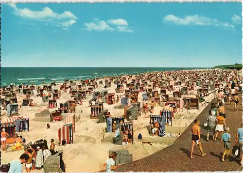 Ansichtskarte Norderney Nordstrand belebt, Strandleben 1968