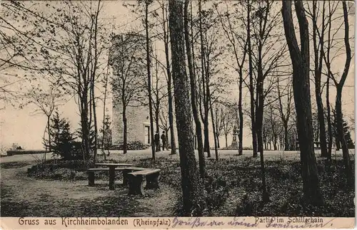 Ansichtskarte Kirchheimbolanden Partie im Schillerhain - Turm 1915