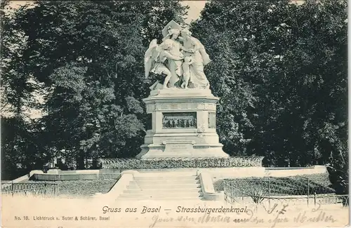 Ansichtskarte Basel Strassburger Denkmal 1908