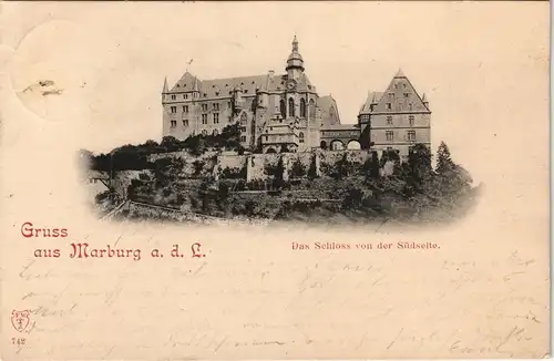 Ansichtskarte Marburg an der Lahn Schloss, Südseite gel. Stempel Marburg 1897