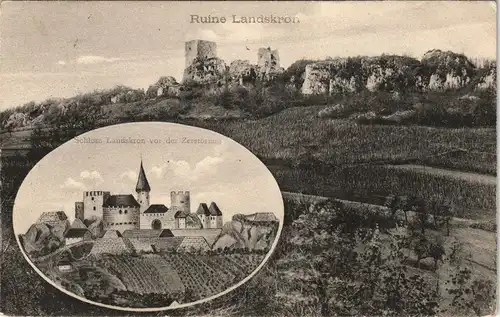 Leimen Leymen Burg Ruine Landskron (Oberelsass) vor u. nach Zerstörung 1910