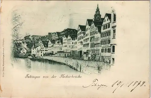 Ansichtskarte Tübingen Partie a.d. Neckar-Brücke 1898