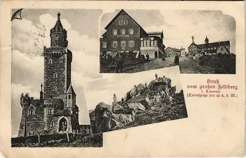 Schmitten (Hochtaunus) Gruß vom großen Feldberg im Taunus; Mehrbildkarte 1910