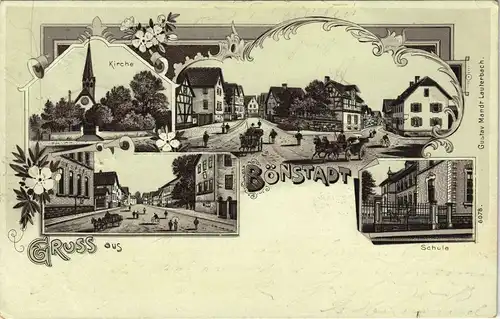 Ansichtskarte Litho AK Bönstadt-Niddatal Gruss aus Schule, Straßen 1902
