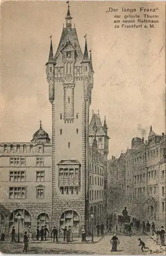 Frankfurt am Main Künstlerkarte Der Lange Franz g  Stempel Saalpost B.F.V. 1901