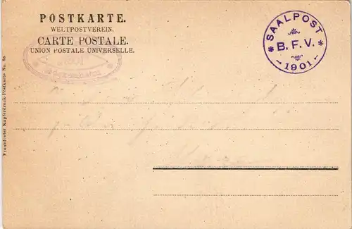 Frankfurt am Main Künstlerkarte Der Lange Franz g  Stempel Saalpost B.F.V. 1901