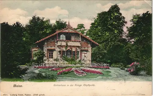 Ansichtskarte Mainz Gärtnerhaus - Stempel Hotel z. scharzen Bären 1905