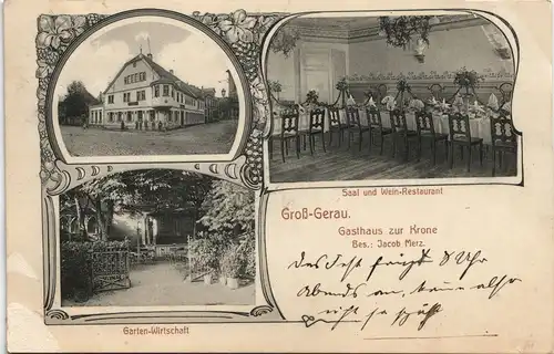 Ansichtskarte Groß-Gerau 3 Bild: Gasthof zur Krone 1909