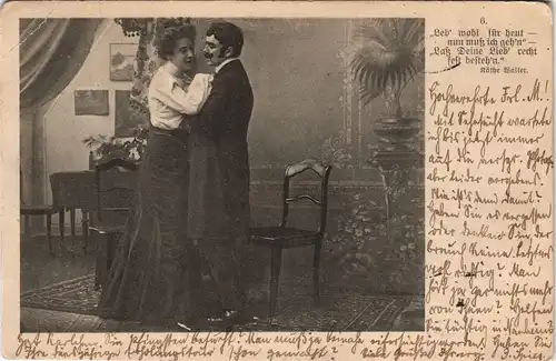 Paar romantisch Zuhause 1904   gelaufen nach F.-BOCKENHEIM (Ankunftsstempel)