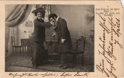 Ansichtskarte  Menschen Soziales Leben Mann küsst Frau die Hand 1904
