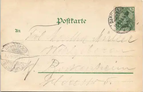 Ansichtskarte Darmstadt Partie am Postamt 1900 Passepartout