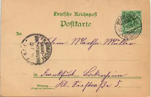 Litho AK Marburg an der Lahn Gruss-Aus-MB ua. Schloss, Rittersaal 1898