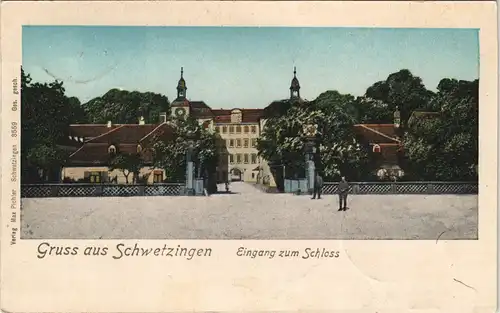 Ansichtskarte Schwetzingen Schloß - Eingang 1901 Goldrand
