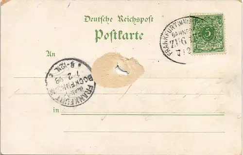 Litho AK Wiesbaden Neroberg-H Hotel, Bahn 1898   Bahnpoststempel Frankfurt/Main