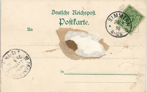 Litho AK Rheinböllen Totale, Gasthaus zur Post gel. Simmern 1898