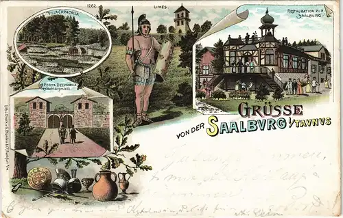 Litho AK Bad Homburg vor der Höhe Römer, Limes, Restauration 1898