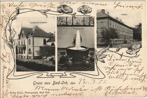 Bad Orb Kurhaus St. Elisabeth, Hospital Seerosen-Jugendstil-Ornament 1905