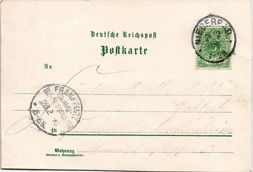 Litho AK Frankfurt am Main Gruss von Shießständen - gel Ankunftsstempel Bockenheim 1898
