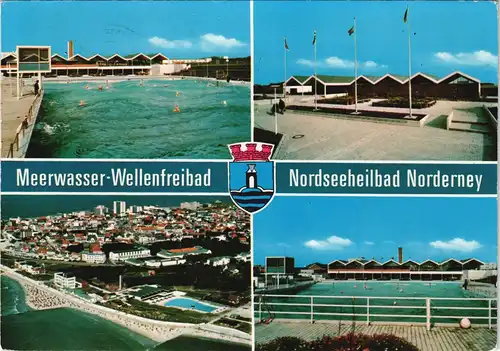 Ansichtskarte Norderney Mehrbildkarte mit Meerwasser-Wellenfreibad 1978