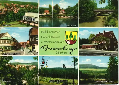 Braunlage Mehrbild-AK u.a. Bären-Brücke, Wurmberg-Seilbahn uvm. 1976