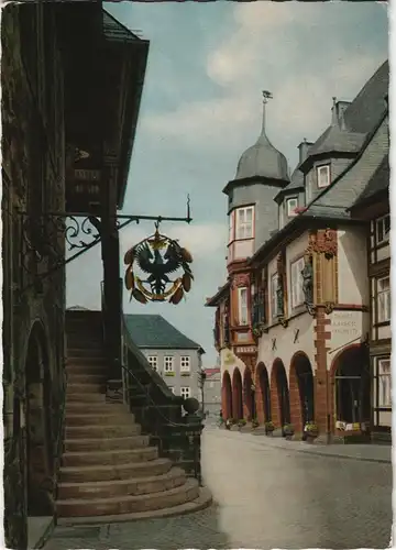Ansichtskarte Goslar Rathaustreppe u. Kaiserworth 1950
