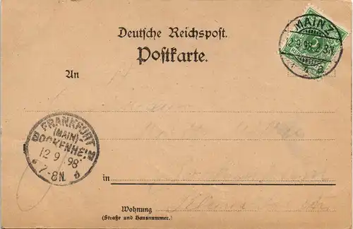 Ansichtskarte Mainz 3 Bild: Bahnhof, Stadthalle 1898