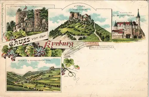 Ansichtskarte Kirn Kyrburg - Mehrbild mit Ankunftsstempel Bockenheim 1898