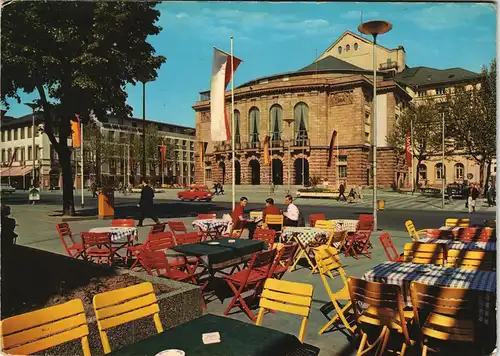 Ansichtskarte Mainz Stadttheater Theater Platz, Gaststätte Außensitz 1970