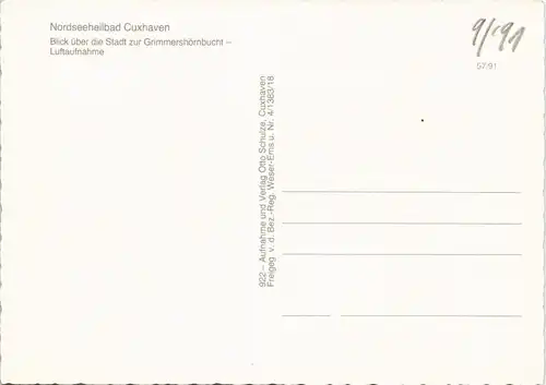 Cuxhaven Luftaufnahme Blick über die Stadt zur Grimmershörnbucht 1990