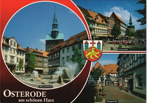 Osterode (Harz) Mehrbildkarte mit Kirche, Kornmarkt und Waagestraße 1997