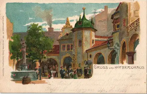 Ansichtskarte München Hofbräuhaus, Künstlerkarte 1899