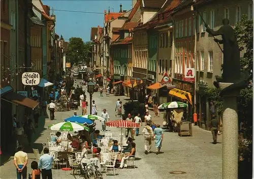 Ansichtskarte Füssen Fußgängerzone mit St.-Mang-Denkmal 1986